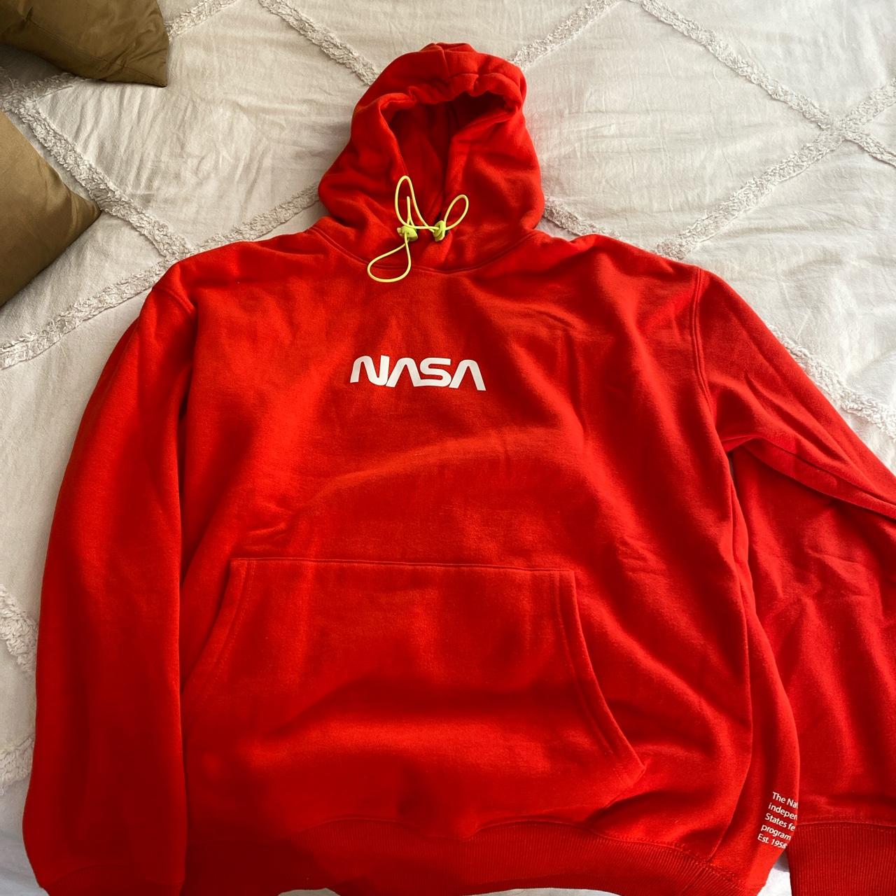 super dope bright orange NASA hoodie with neon