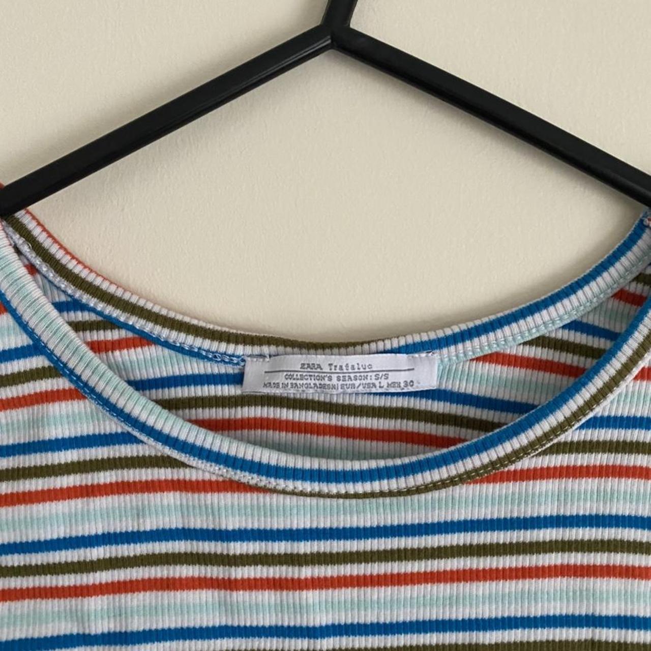 Zara striped racer back crop top. Size large. Worn... Depop