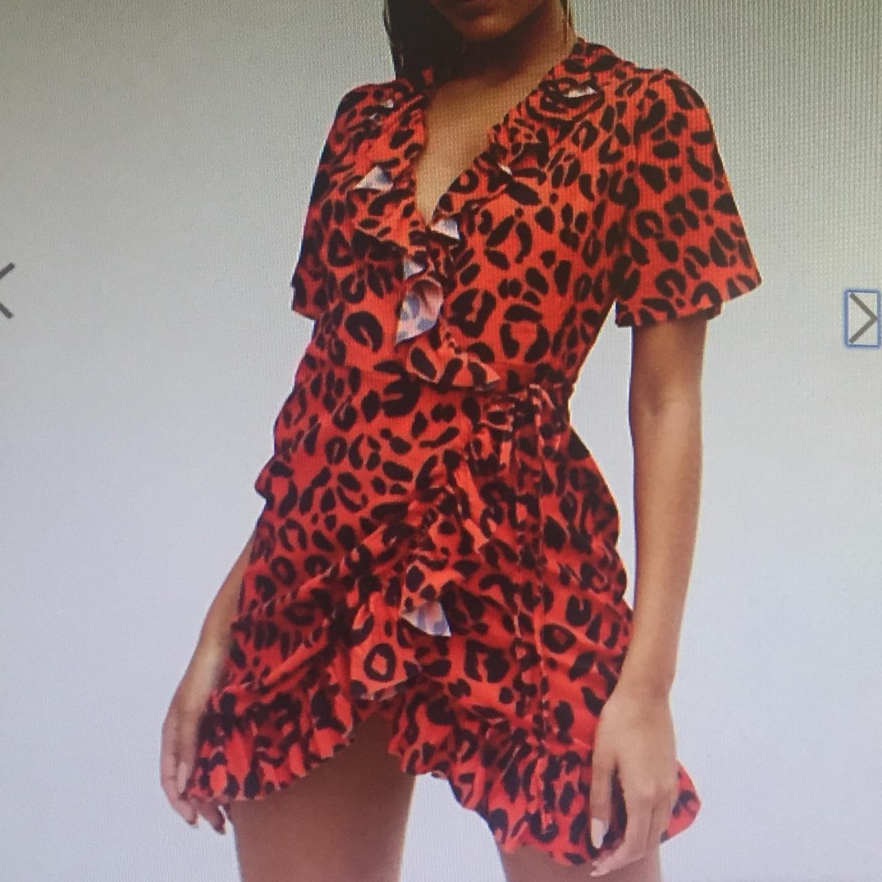 pretty little thing red leopard dress