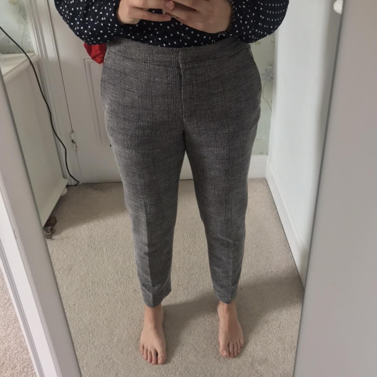 H&M Grey checked houndstooth dogtooth trousers