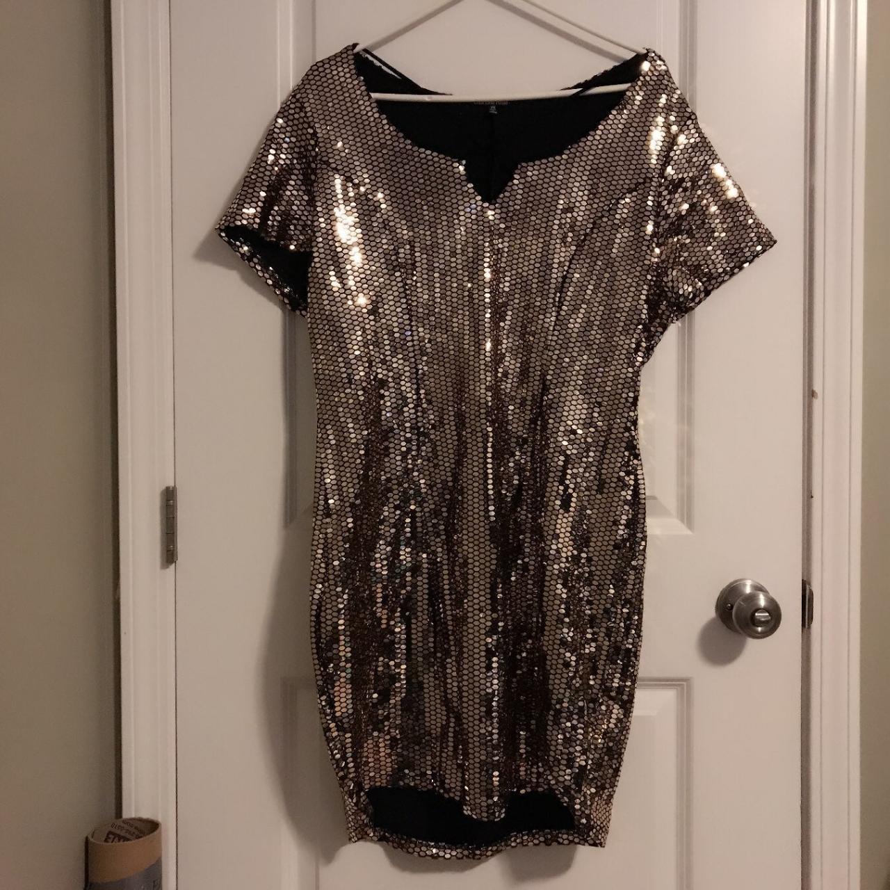 gold sequin dress Depop