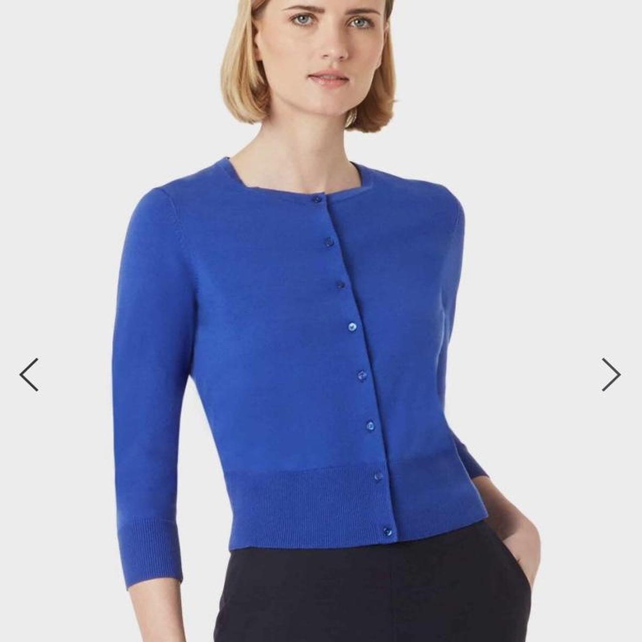 Hobbs royal blue cardigan in cotton silk and... Depop