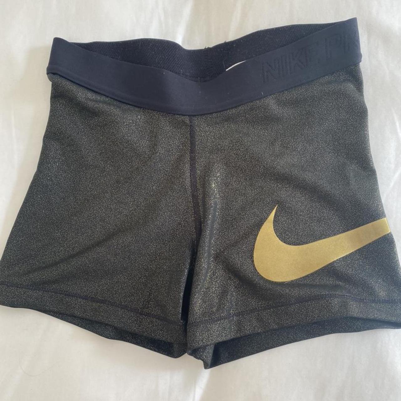 Gold sparkly Nike Pro shorts size S. love these