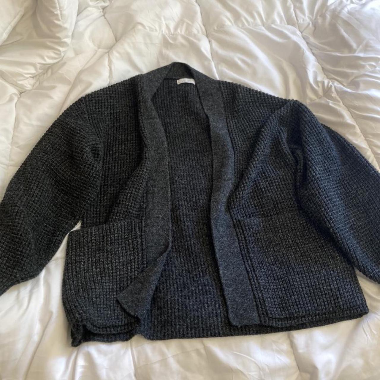 Chunky knit charcoal oak + fort oversized cardigan.... - Depop