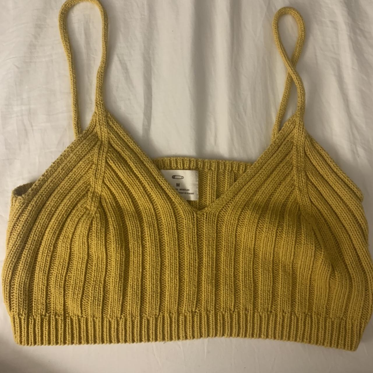 urban outfitters mustard yellow knitted bralette /... - Depop