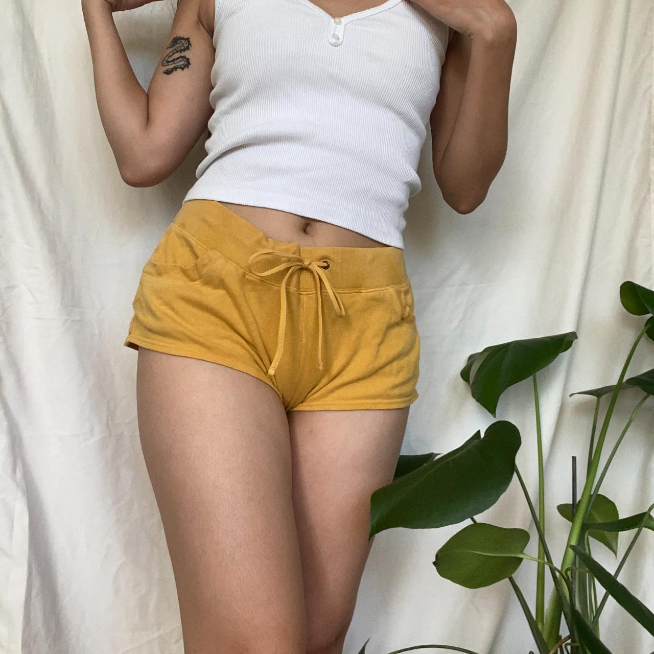 Yellow drawstring short shorts. Super cute pajamas... - Depop
