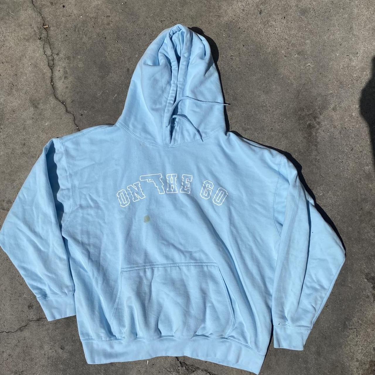 Onthegx Baby Blue Rhinestone Hoodie Size: XL! has... - Depop