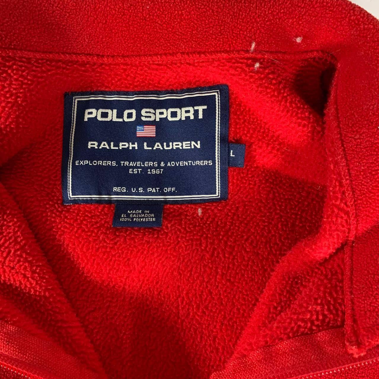 Vintage Y2K Polo Sport Red 1/4 zip Fleece Anorak... - Depop