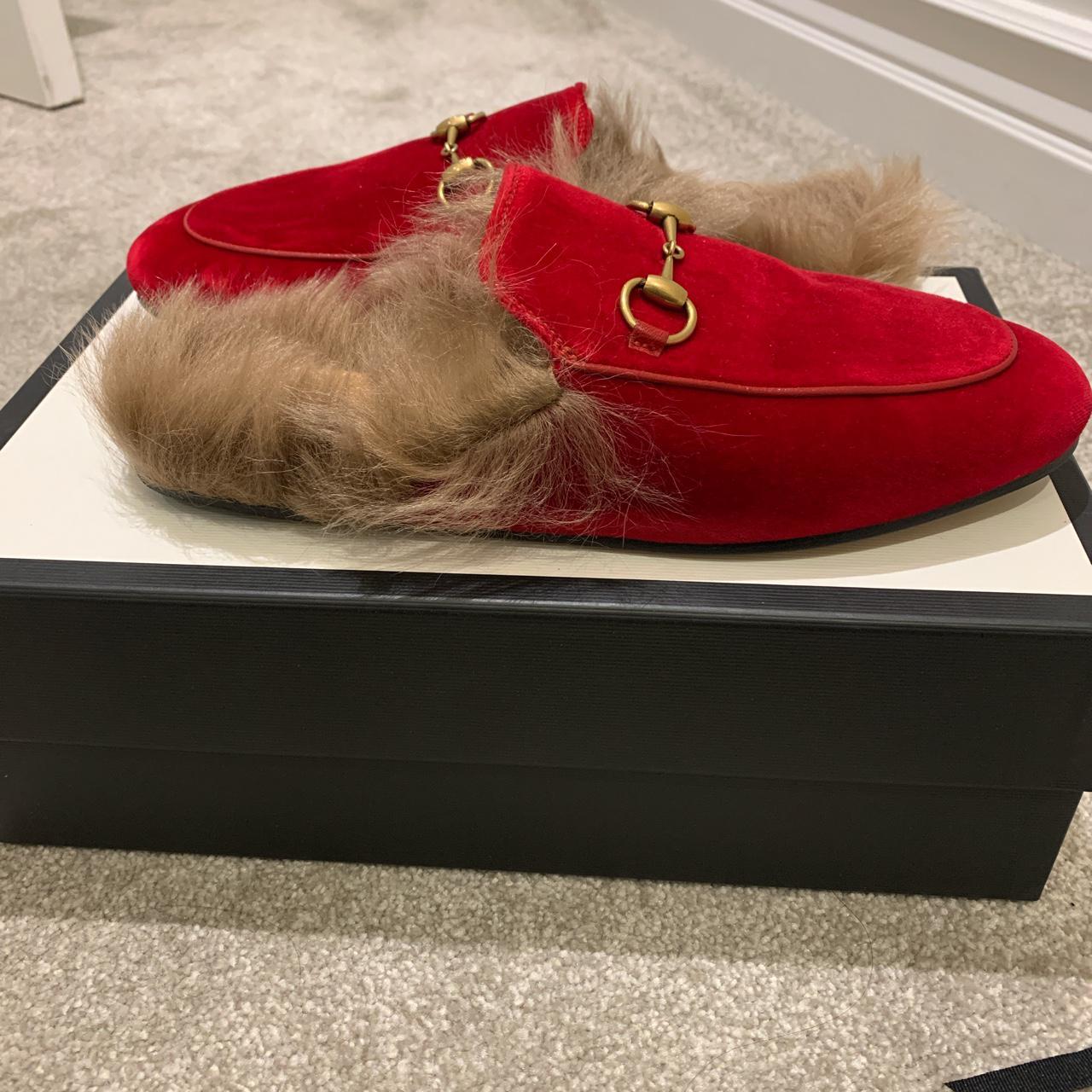 red gucci mules