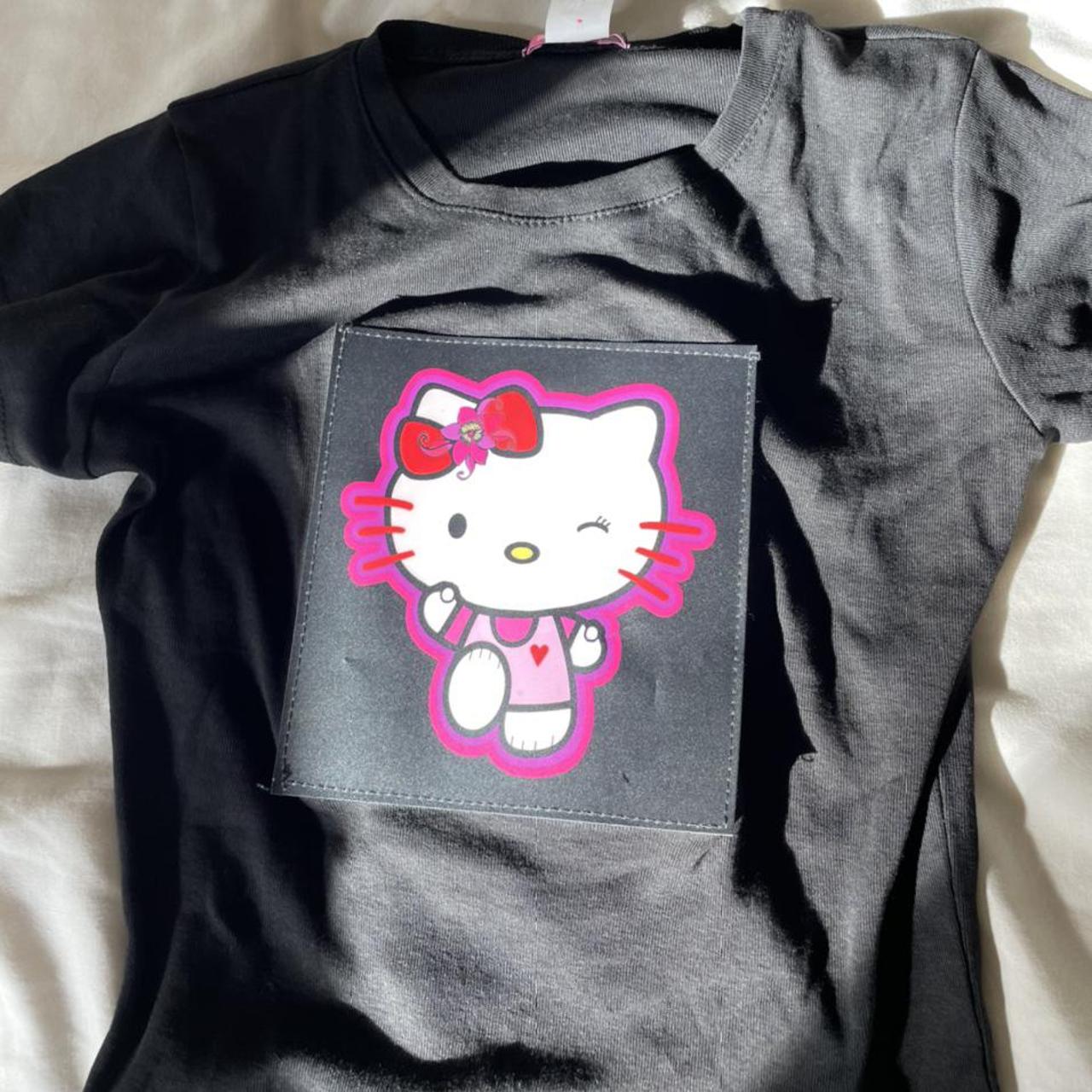 HELLO KITTY Y2K BLACK TOP Super cute hot pink &... - Depop