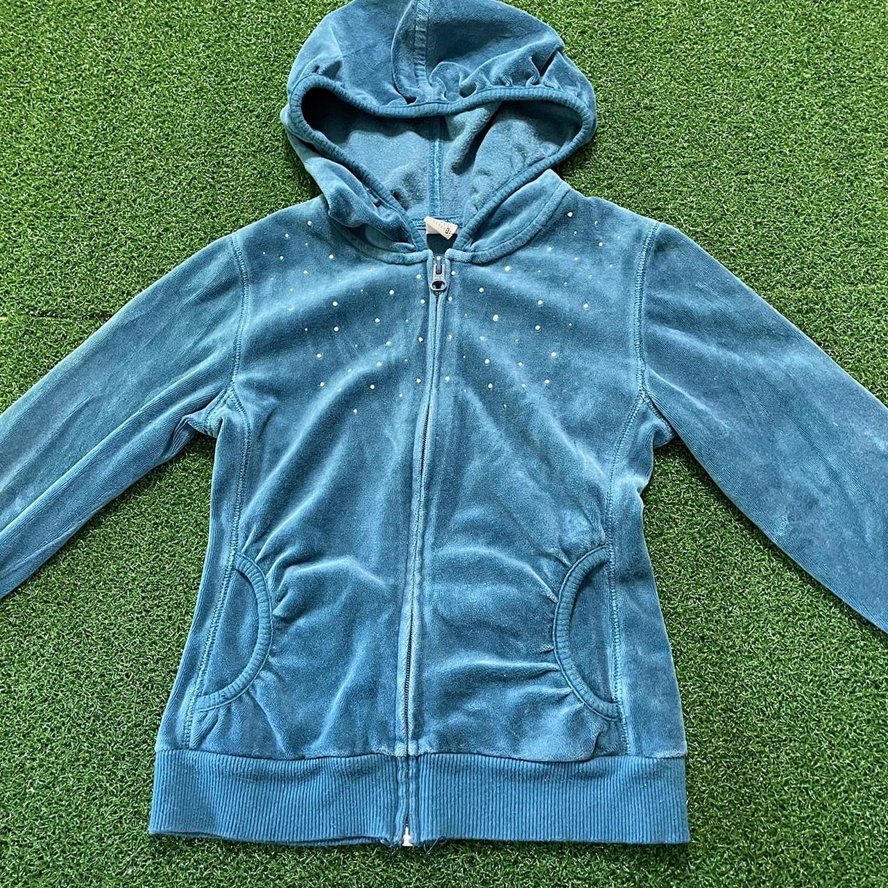 Y2K BLUE VELOUR SWEATER blue velour zip up... Depop