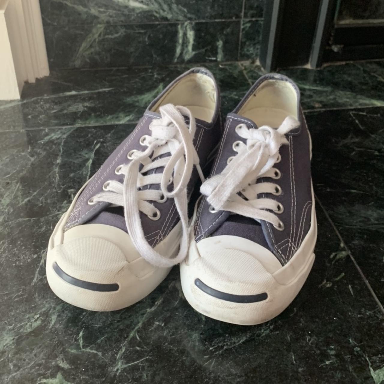 navy blue converse jack purcells well loved but... - Depop