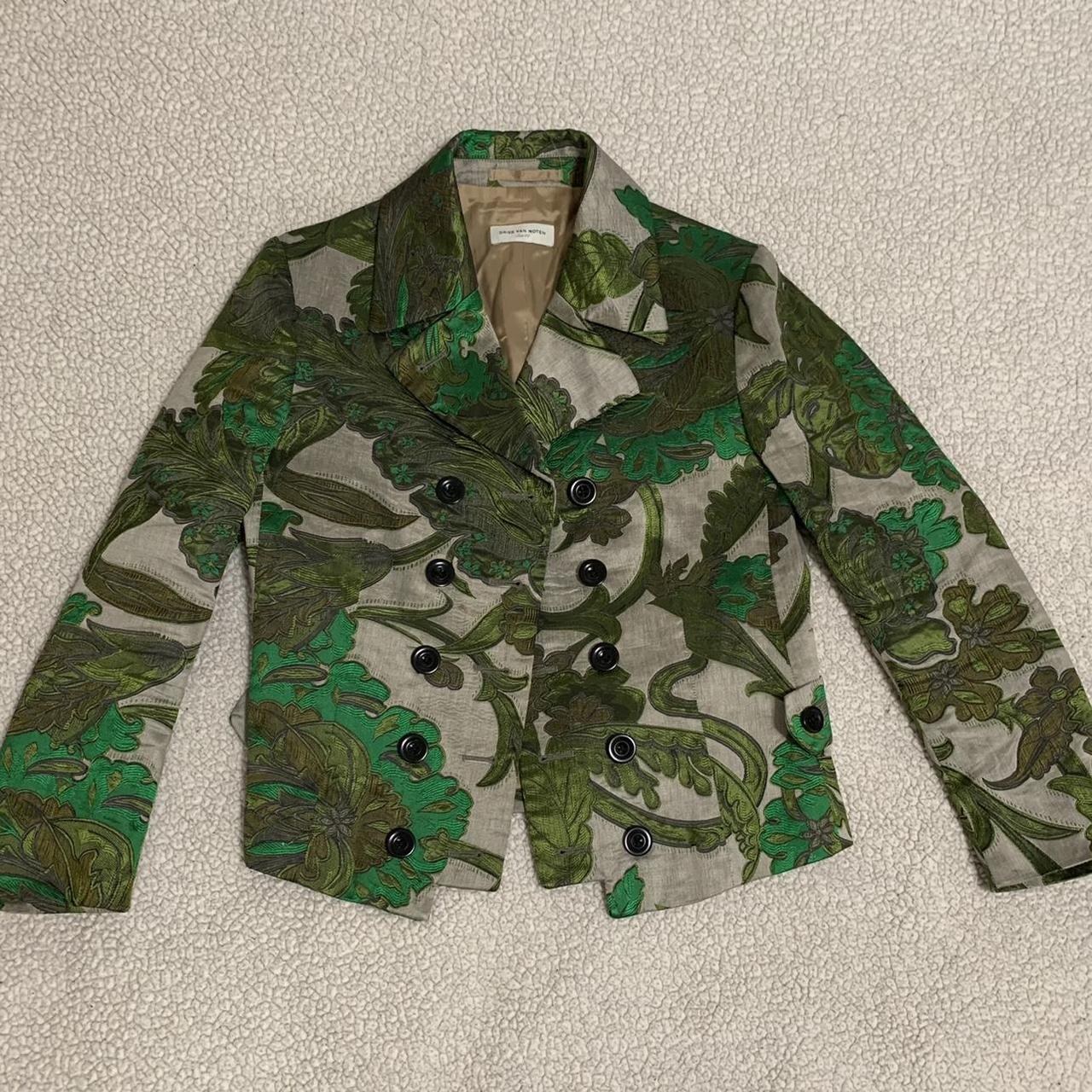 Dries Van Noten Women's Green and Black Jacket (2)