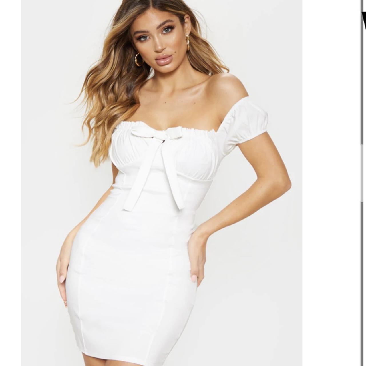 Pretty little thing white Bardot milk maid dress