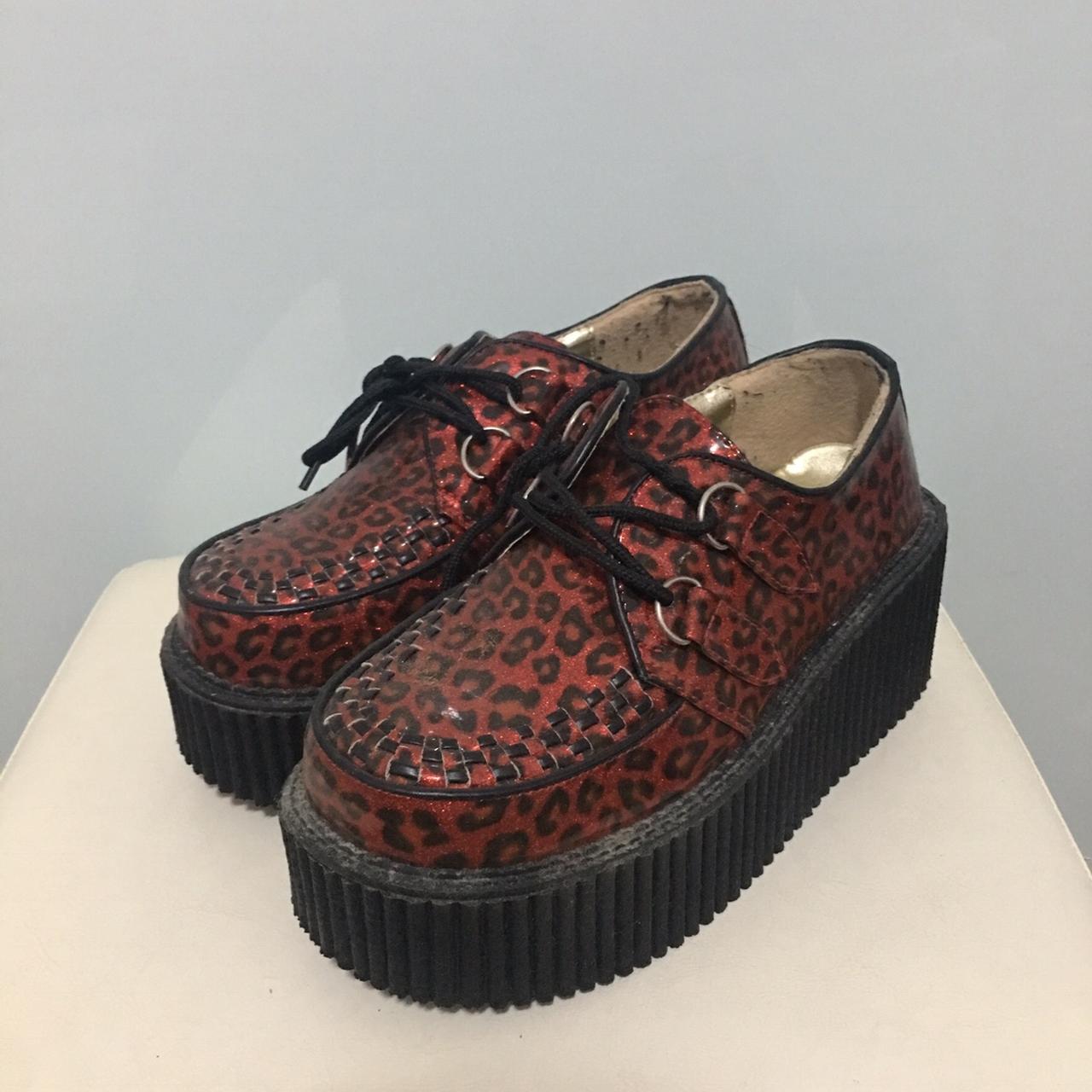 Demonia Red Leopard Print Creeper Size 38 Condition Depop