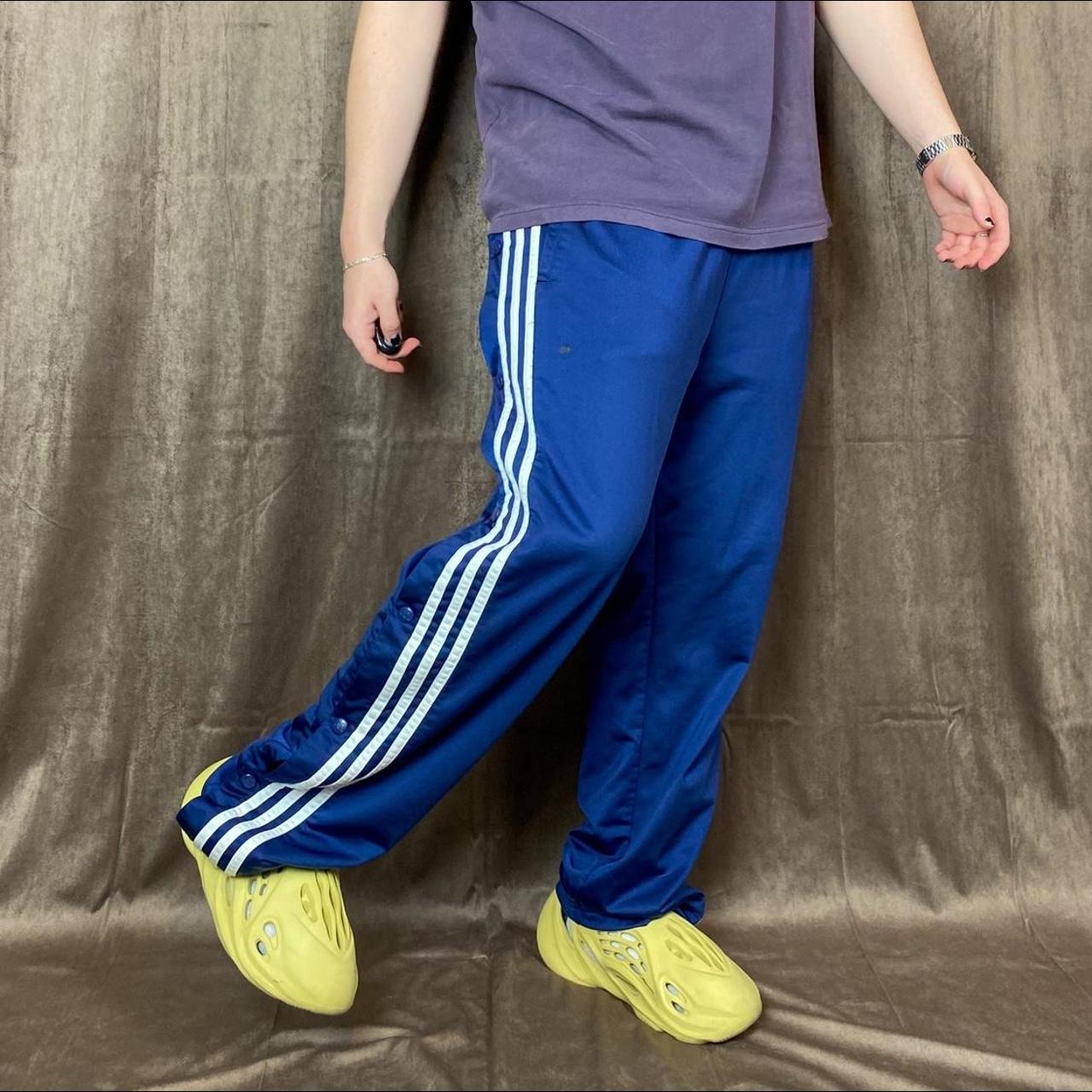 vintage adidas track pants y2k navy blue rip off... Depop
