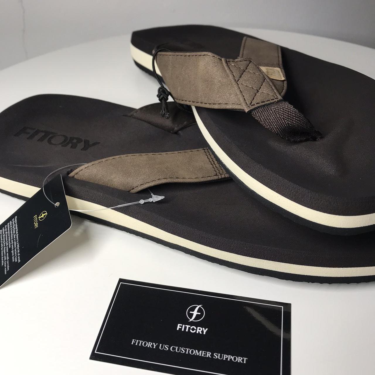 Brand new brown Fitory flip flops, still in original... - Depop