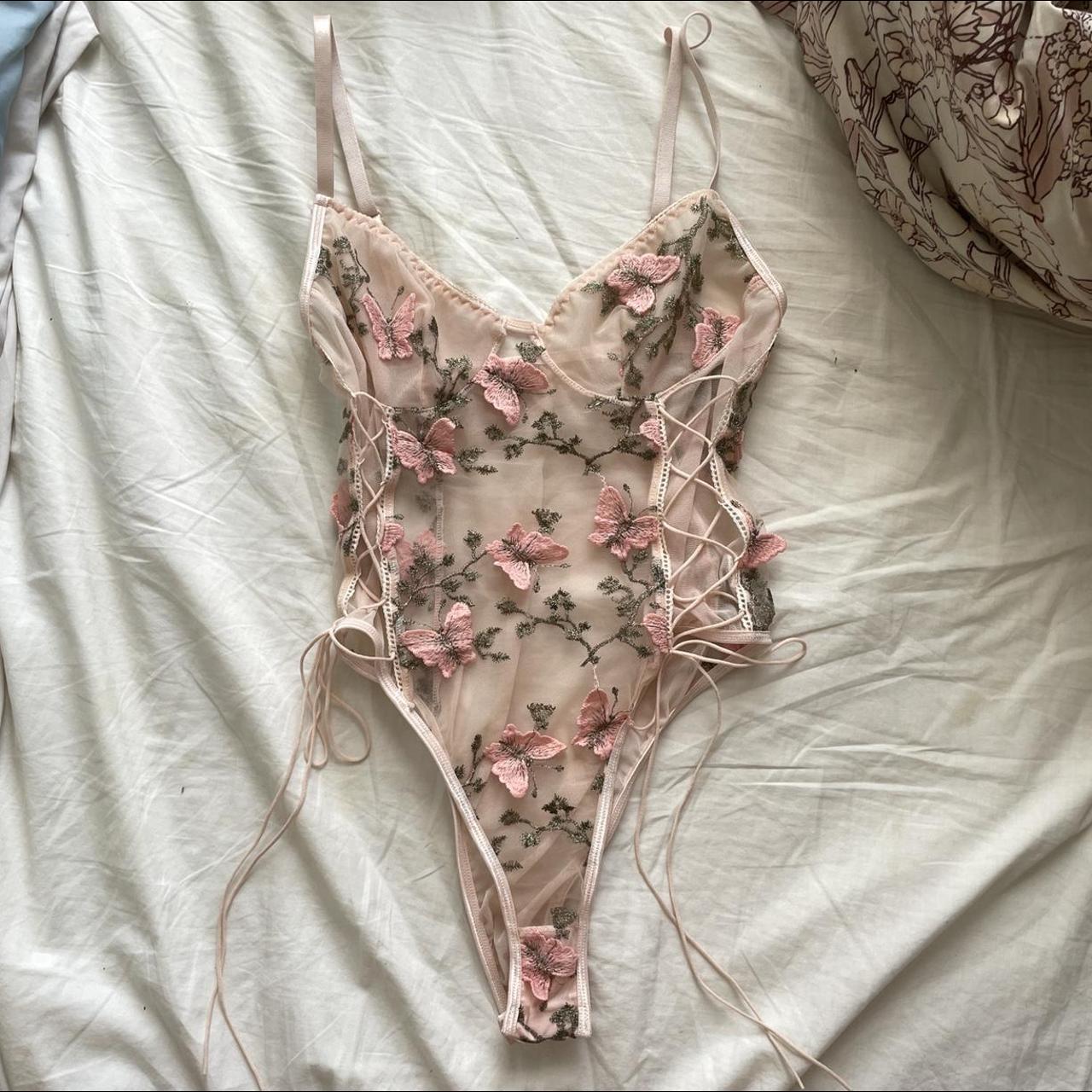 Floral Embroidered Mesh bodysuit