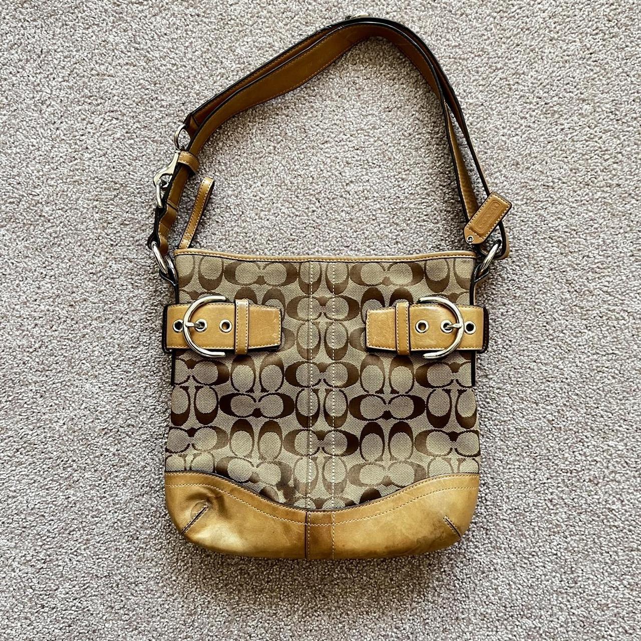 COACH Signature Crossbody Bag. Canvas/ Leather Coach - Depop