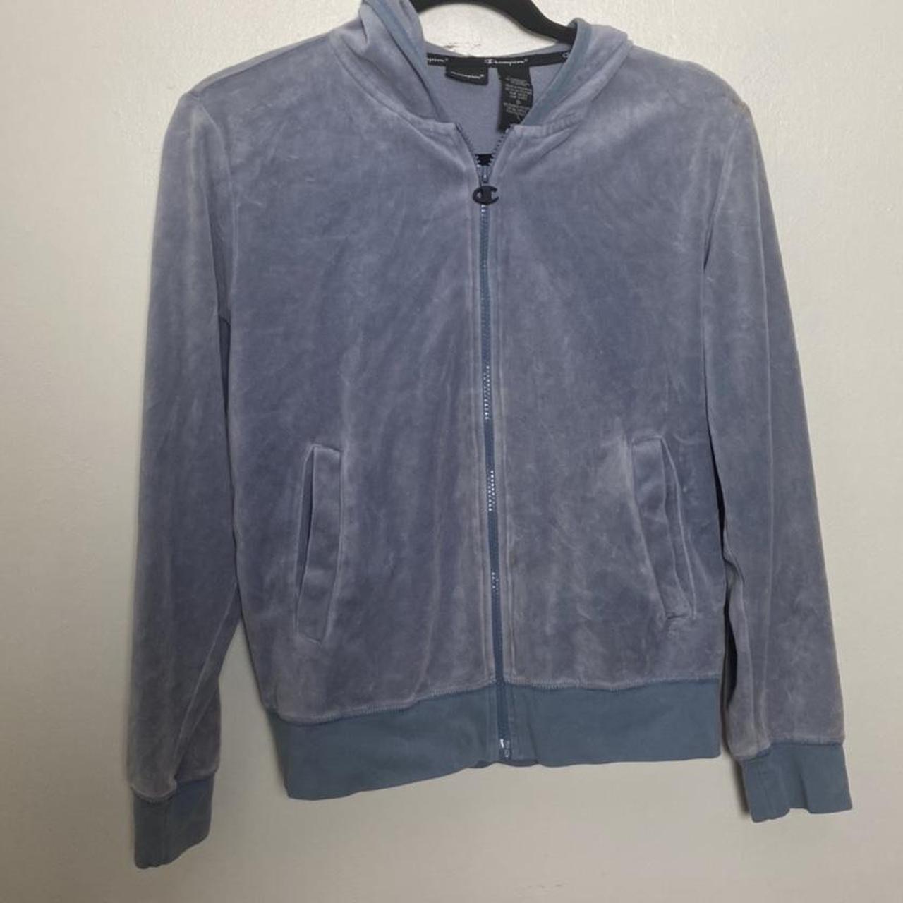 Champion sweater shop light blue velvet