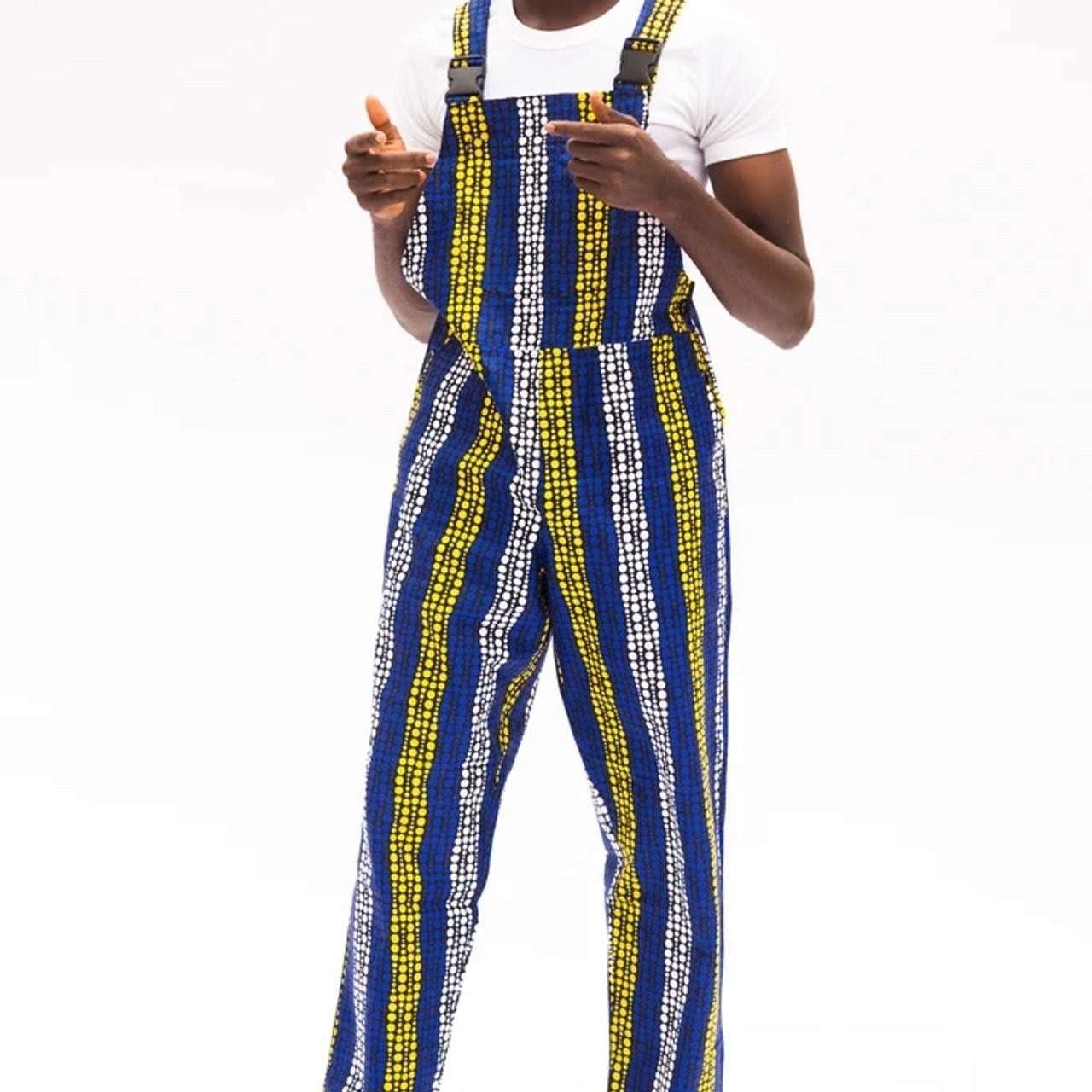 Men's Yellow and Blue Dungarees-overalls