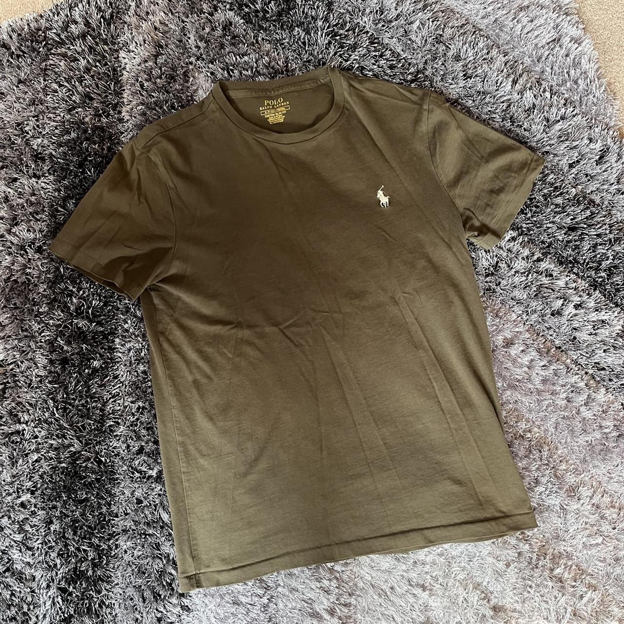 Ralph Lauren T-shirt -Mens -Small -Khaki -8/10... - Depop