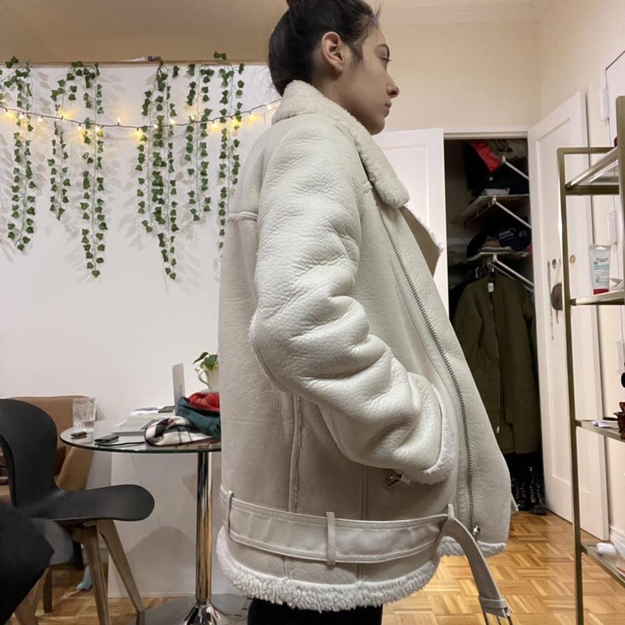 Zara faux shearling lined leather jacket Honestly so... Depop