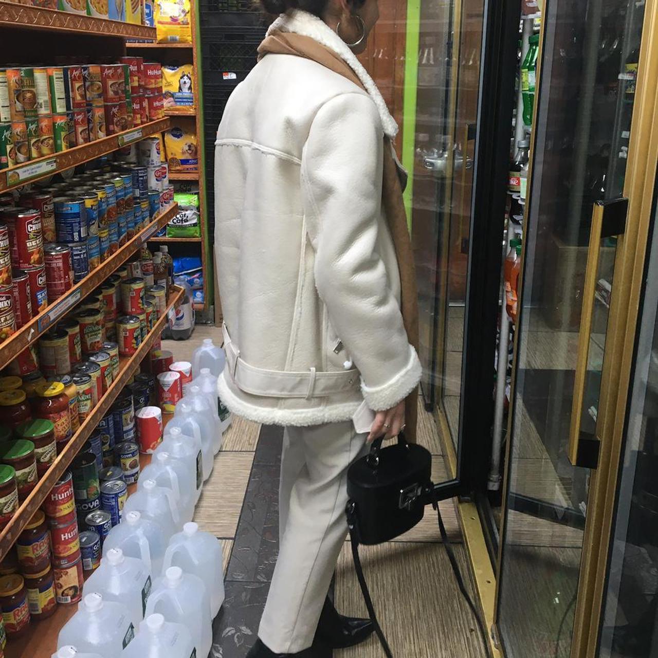 Zara faux shearling lined leather jacket Honestly so... Depop