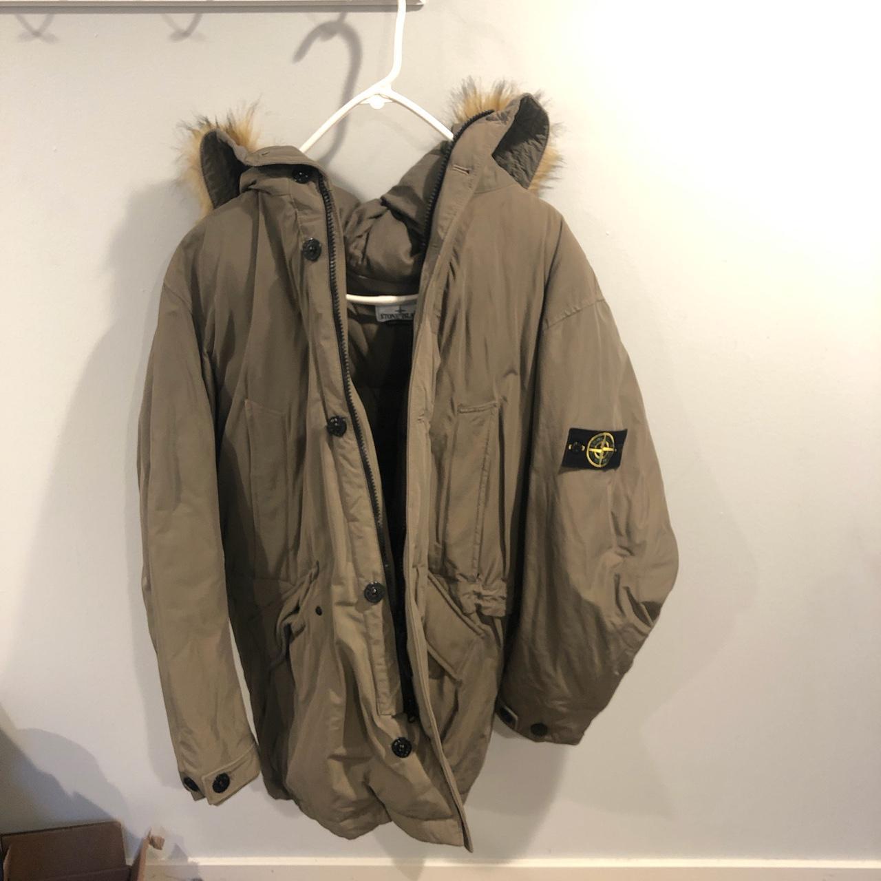 STONE ISLAND KHAKI DOWN PARKA SIZE XXL WOULD FIT... - Depop