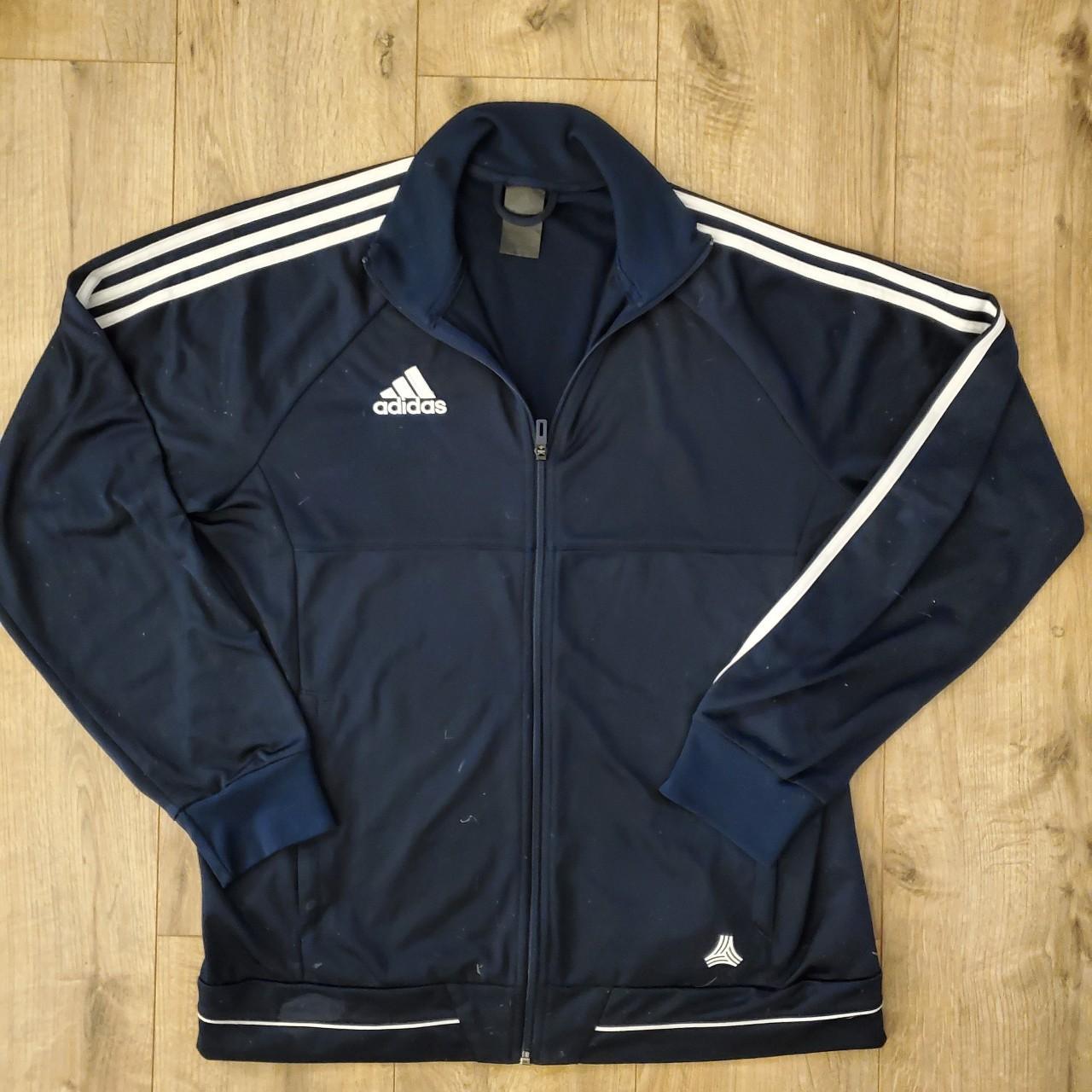 Adidas dark blue zip up jacket in very good... - Depop