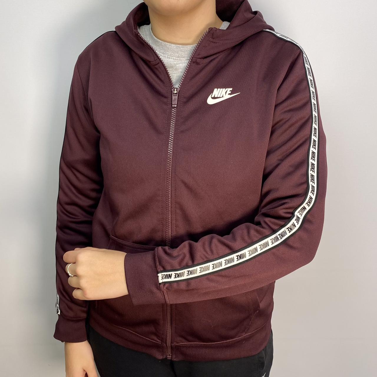 nike repeat tape hoodie burgundy