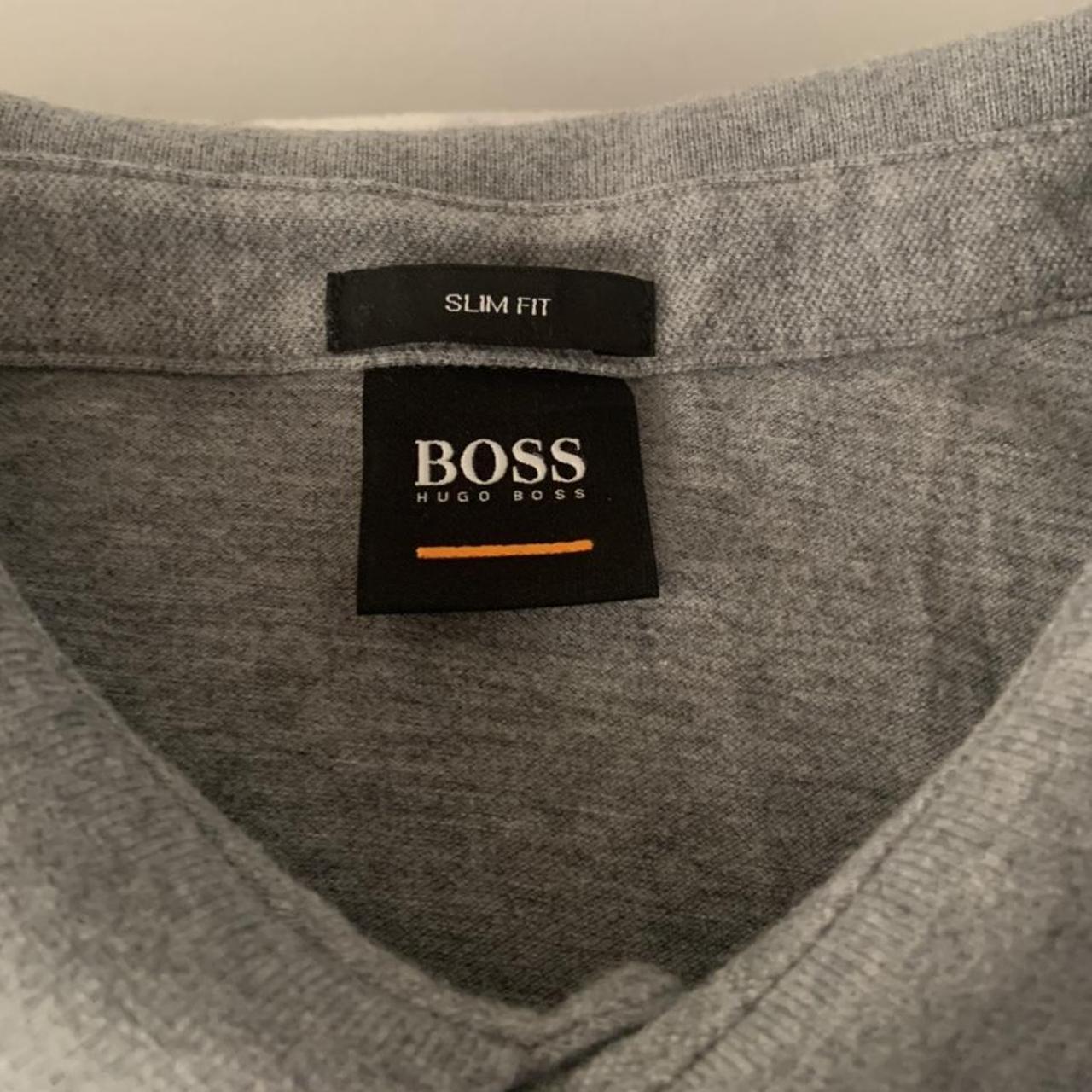 Grey Hugo Boss polo shirt. Slim / muscle fit. Size... - Depop