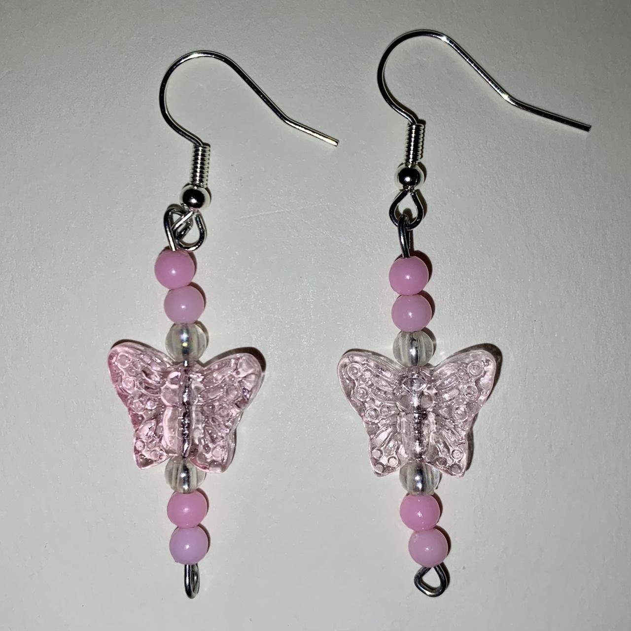 Pink Butterfly earrings 💖 Measurements: About 1.75... - Depop