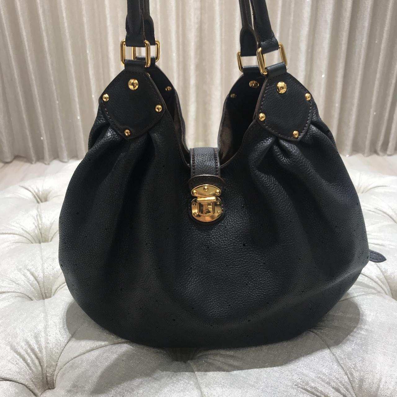 Louis Vuitton Mahina monogrammed black leather hobo... - Depop