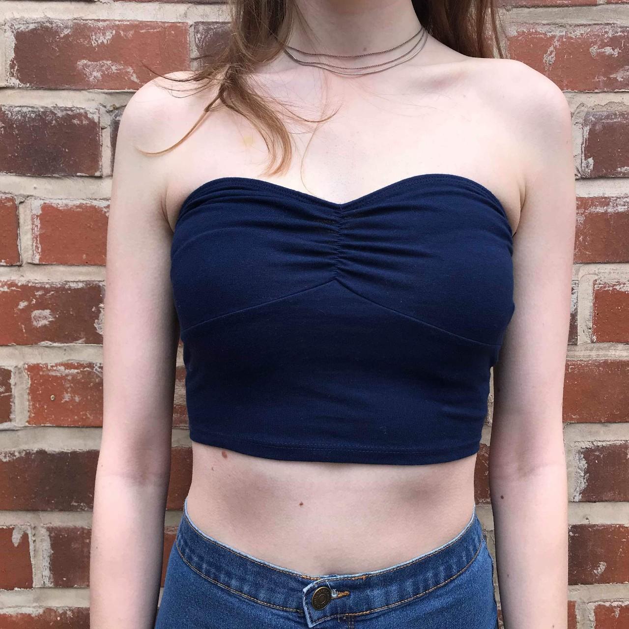 ⚪Navy Blue Bandeau Top ⚪Worn once, ⚪Size: S,