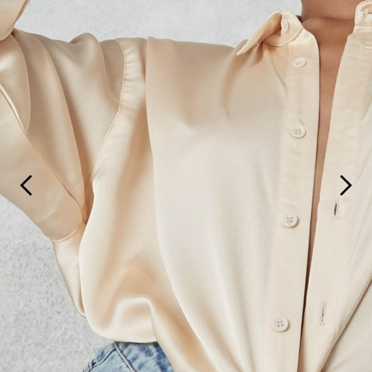 Missguided Nude Extreme Oversized Satin Shirt. Never