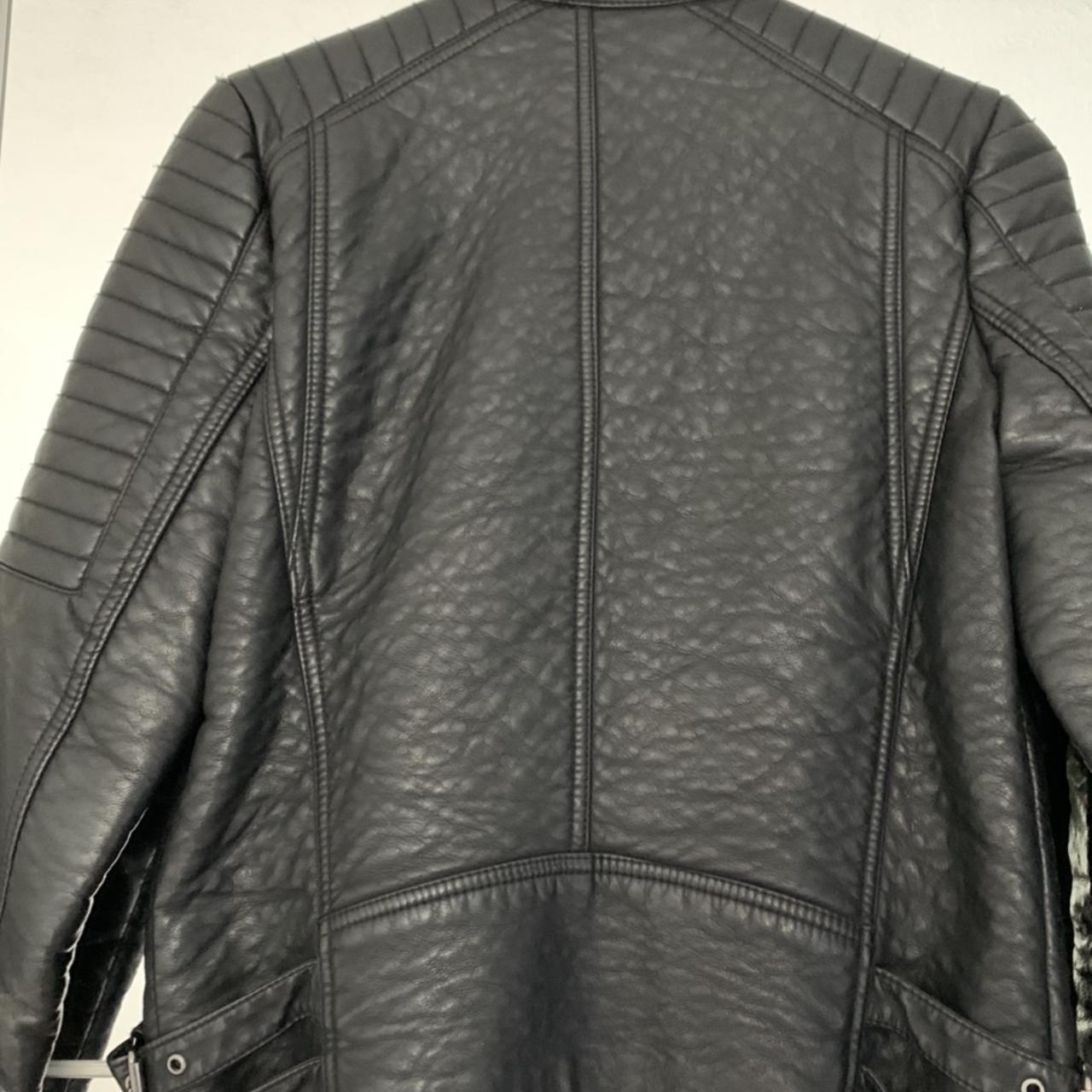 Leather black mango biker jacket Size S Like new... - Depop