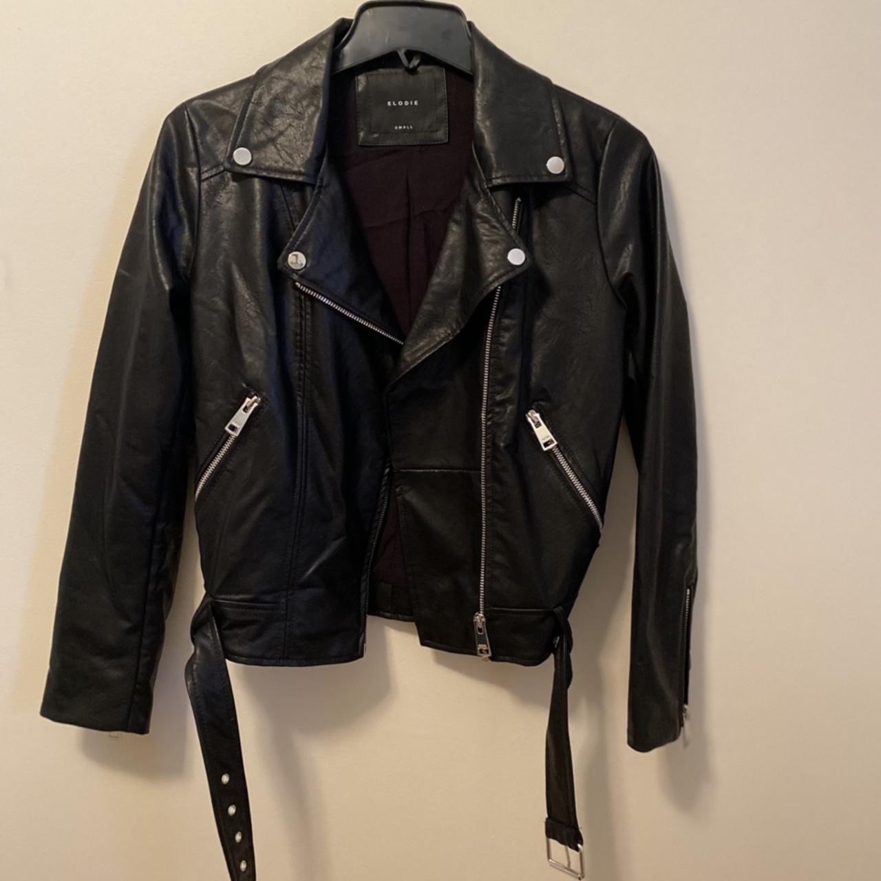 Moto biker jacket, never worn. Vegan leather - Depop