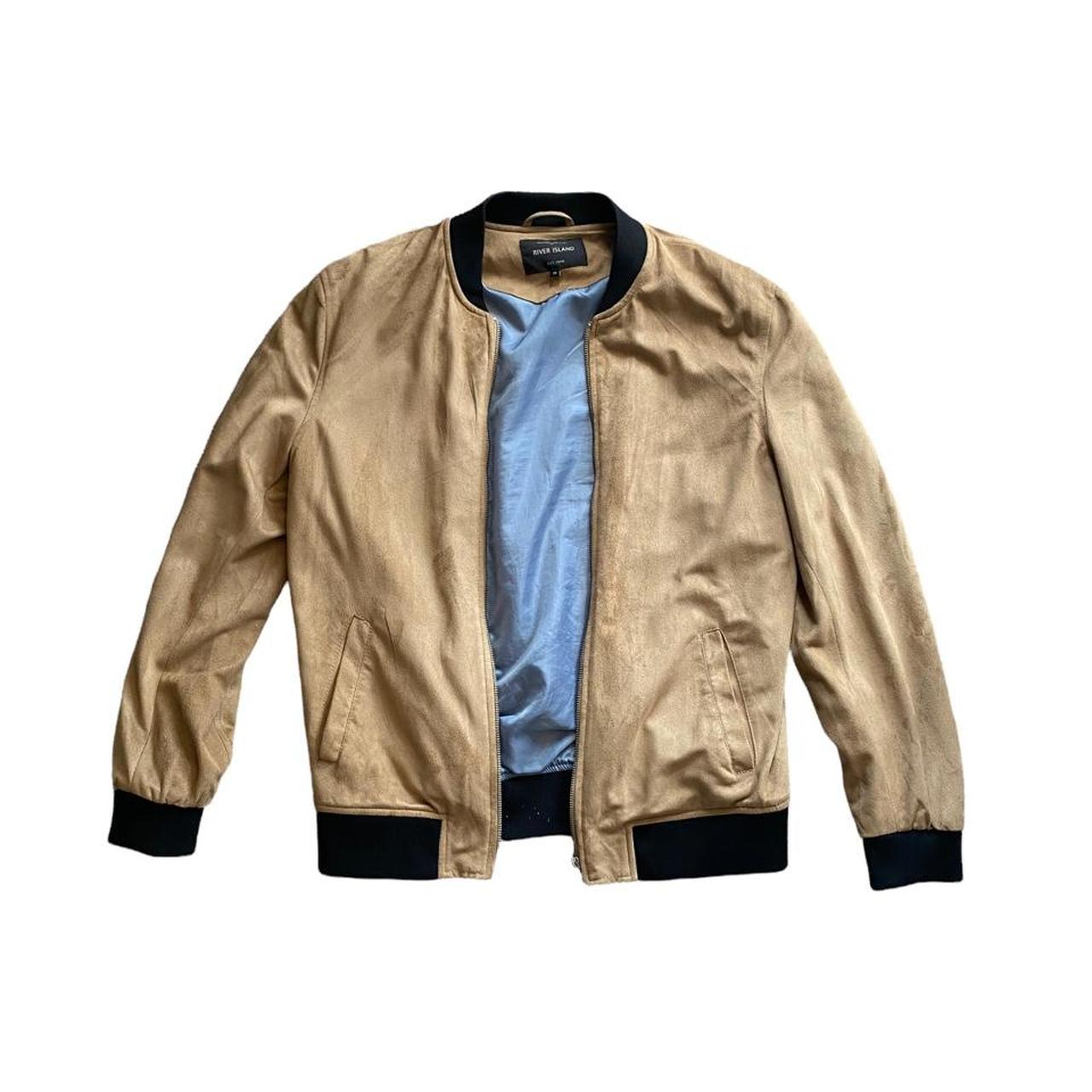 River Island Suede Bomber Jacket Like - Depop