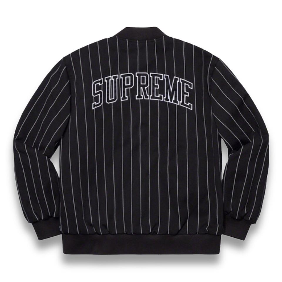 Supreme Pinstripe Varsity... - Depop