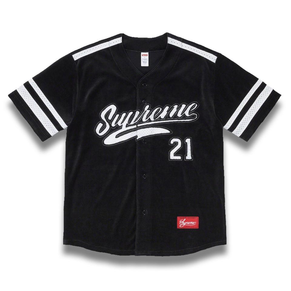 Supreme Velour Baseball Jersey - Size: Medium - - Depop