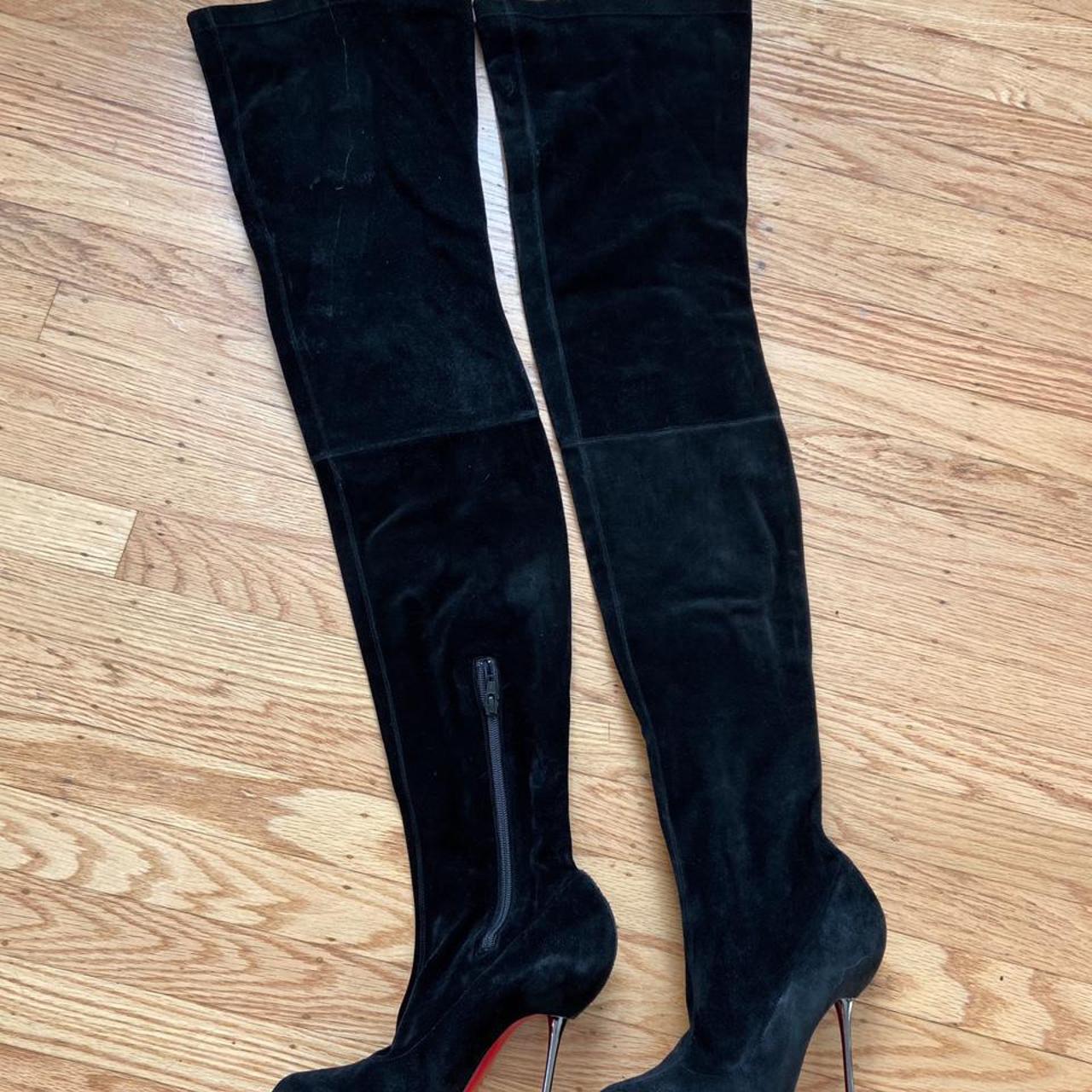 louboutin thigh high boots suede