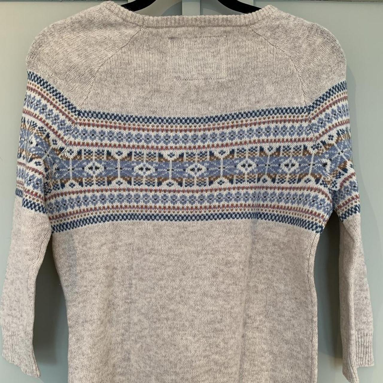 Jack Wills Women's Tan and Blue Jumper | Depop