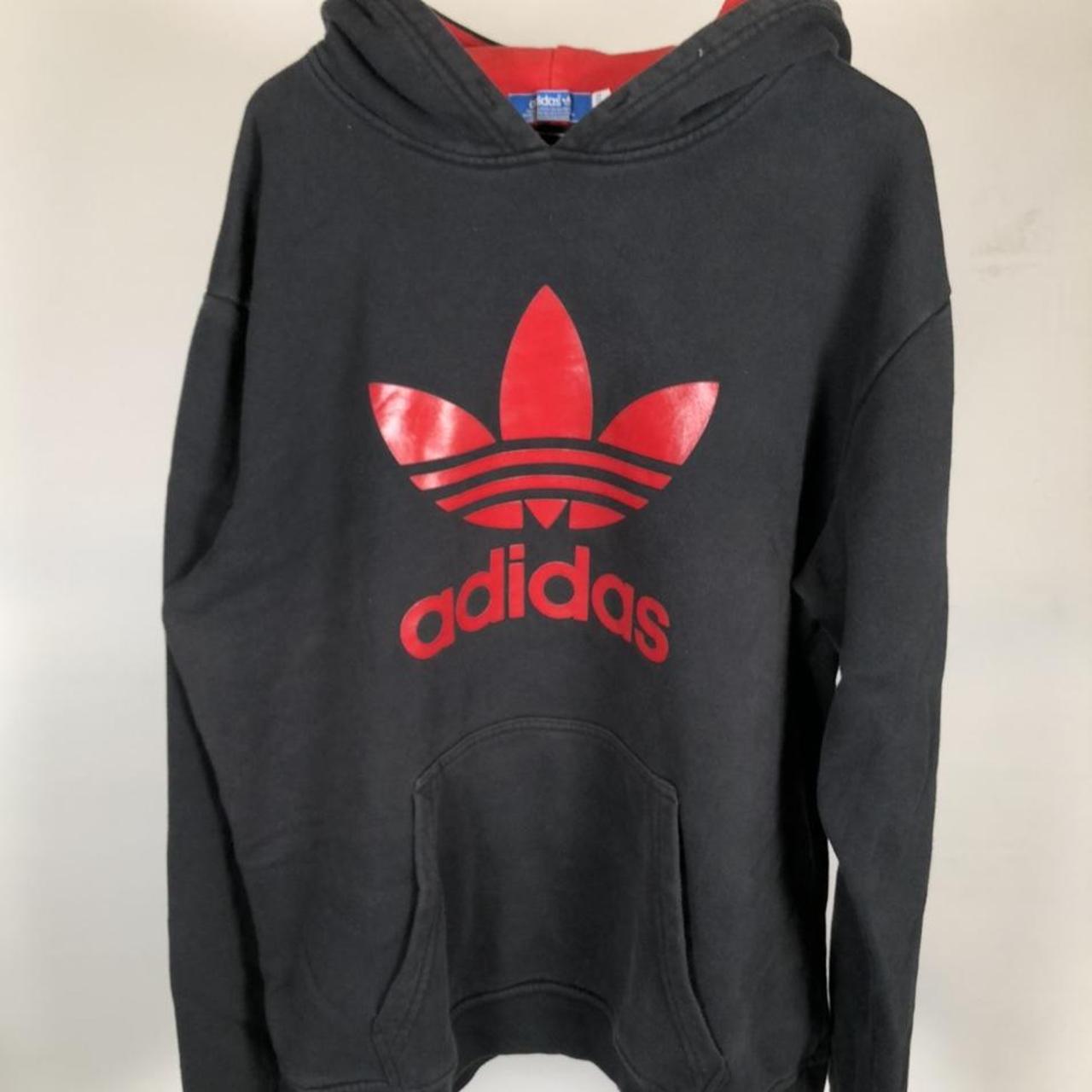 Adidas Men's Black and Red Hoodie | Depop