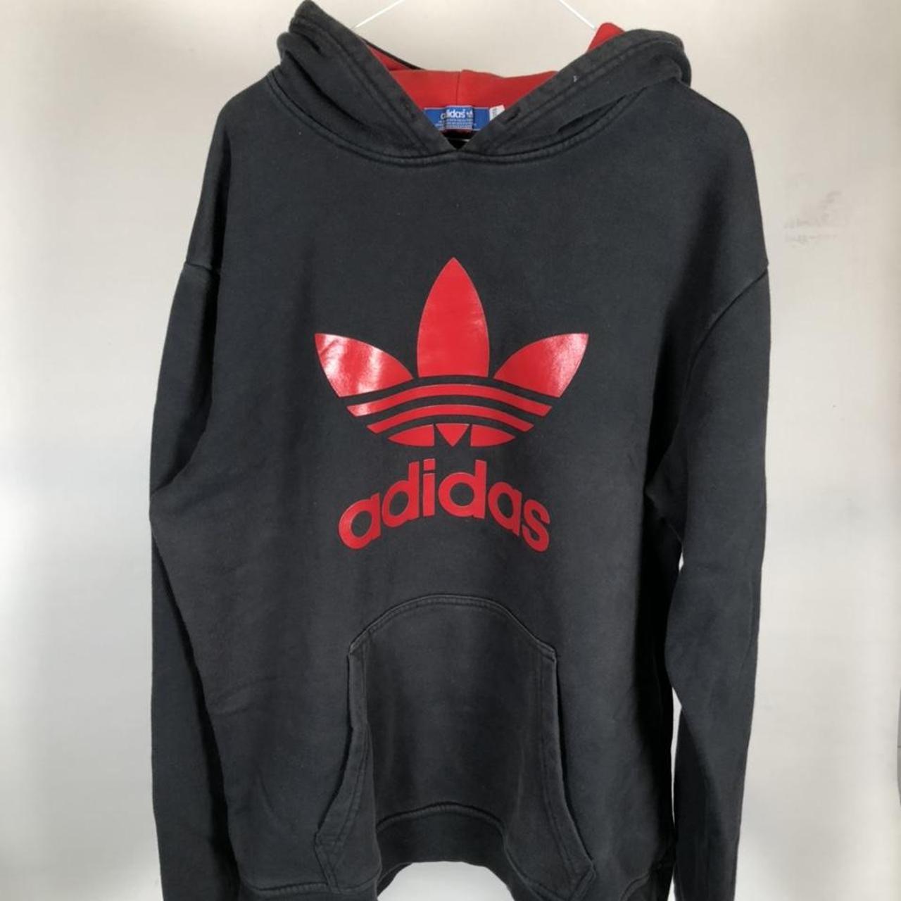 Adidas Men's Black and Red Hoodie | Depop