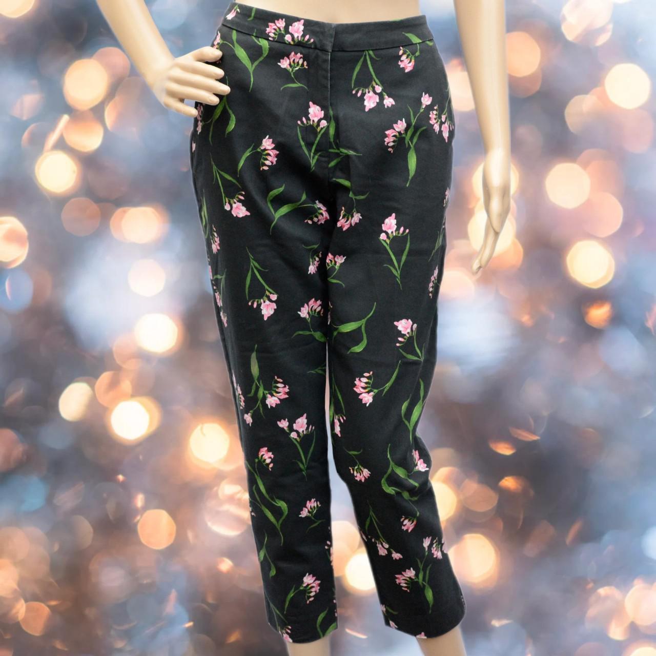 h&m black floral pants