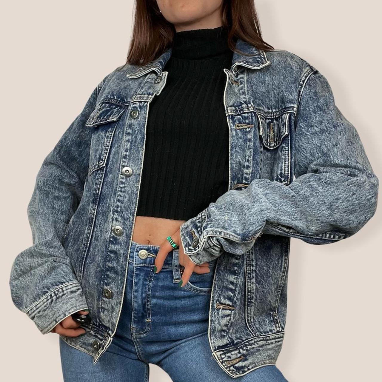 Denim Jacket in Mid Blue Acid wash. 🏷Brand:... - Depop