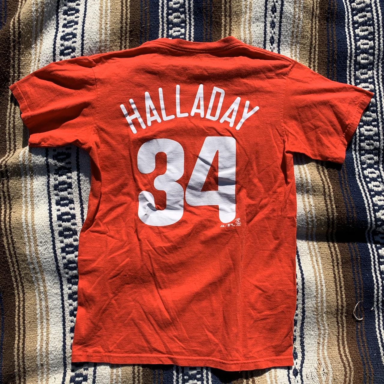 Philadelphia Phillies Roy Halladay Tshirt Mens Large Black Cotton  Majestic