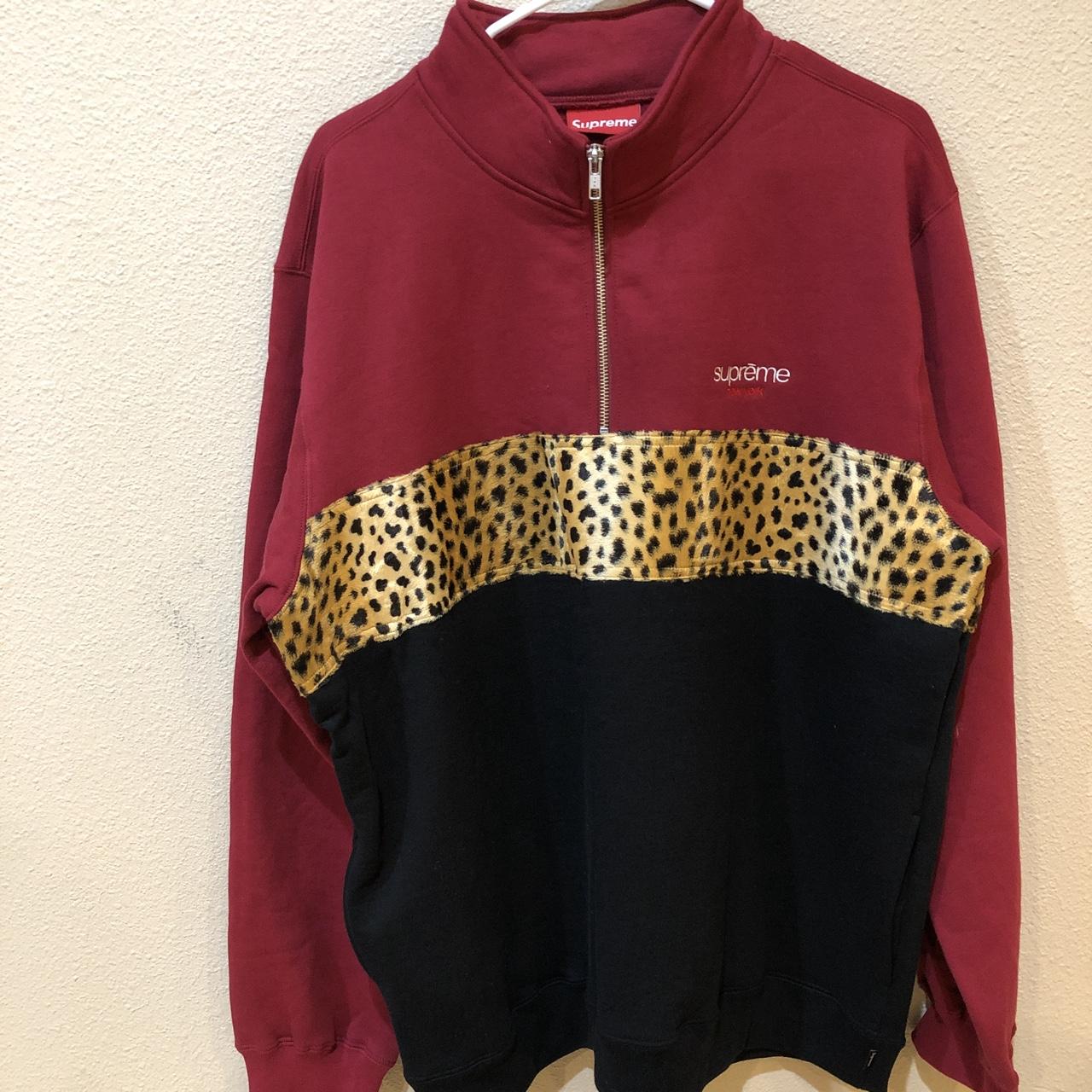 Supreme leopard panel half zip cheap sweatshirt