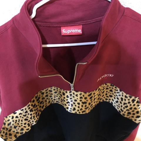 Leopard panel half hot sale zip sweatshirt